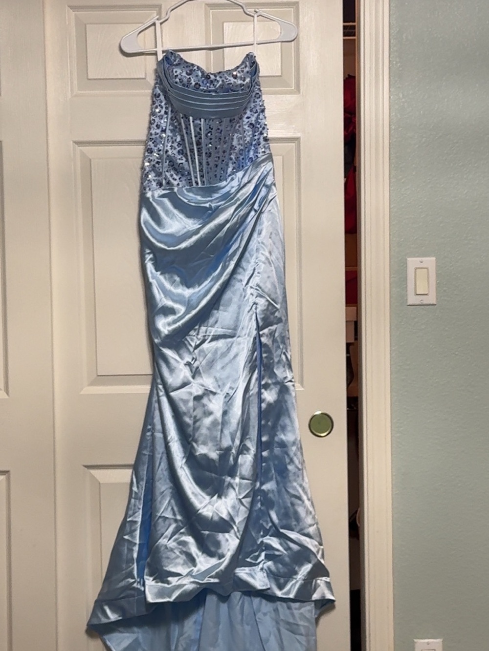 NWT Ice Blue Sequin Corset Prom Gown Size 4